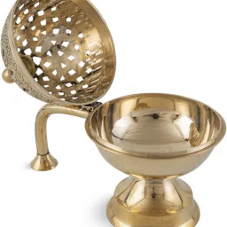 Loban Burner Dhooni Dhoop Dhuni Brass Table Diya-image-6