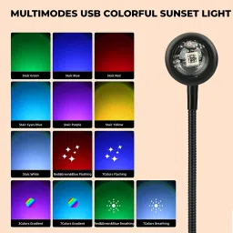 MOOZMOB Latest Version 360 Degree Rotatable and Portable Plug and Play Sunset Lamp with 7 Vibrant Color + 13 Functional Modes USB Sunset Led Light image 3