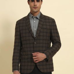 Men Checkered Single Breasted Formal Blazer-image-20