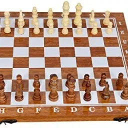 Foldable Glossy Handmade 17*17 Premium Wooden Chess Board with 32 Wooden pawns 43.18 cm Chess Board-16