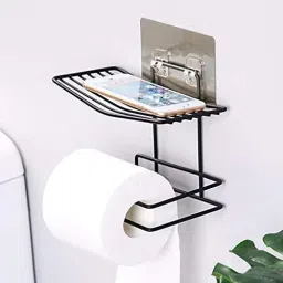 Toilet Paper Adhesive Holder Tissue Towel Roll Storage Rack Mobile Phone Holder Iron Toilet Paper Holder-image-67