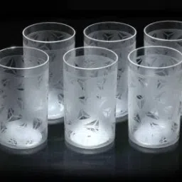 (Pack of 6) (Pack of 6) Premium Quality Unbreakable Prism Pattern Water Juice Beer Glass Set (250 ml, Plastic) Glass Set Water/Juice Glass-8