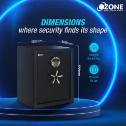 ozone 78 Ltrs Heavy Biomatric Anti-theft Safe Locker for Home & Office | 3-way Access Safe Locker image 4
