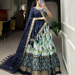 Floral Print Semi Stitched Lehenga Choli-image-65