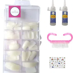 Artificial Reusable Nails Set With 2 Glue(3gm) ,Brush Cleaner and Nail Sticker-15