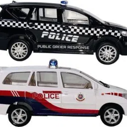 Set 2 Csta Police & Delhi Police Car Pull & Go Toy Cars For Kids & Showpiece (Black, White, Pack of: 2)-11
