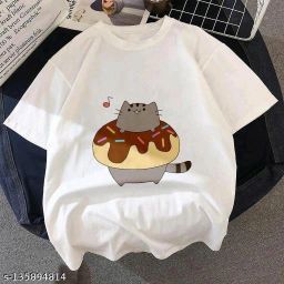 Women Printed Round Neck Cotton Blend White T-Shirt-image-6