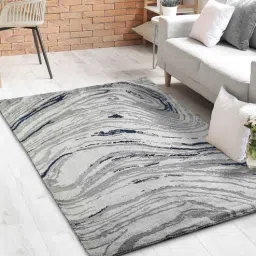 saral home Grey Abstract Cotton 6 ft x 9 ft Machine Made Carpet-picture-12