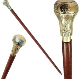 Unisex Pakka Sheesham Wood Walking Stick with Brass Handle Design -36IN Walking Stick-image-26