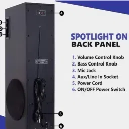 liluns DF32 Tower Multimedia Speaker System Remote Control 100 W Bluetooth Tower Speaker image 4