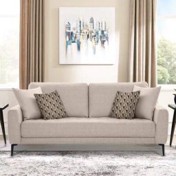 casacraft from pepperfry Portland Fabric 3 Seater Sofa in Beige Colour-picture-43