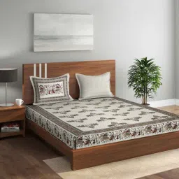 rajasthan decor Multicolor Traditional 144 TC 100% Cotton King Bed Sheet with 2 Pillow Cover-picture-28