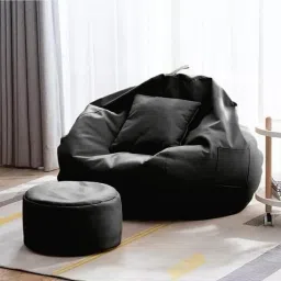 XXXL With Footstool & Cushion Combo Filled with Beans Bean Bag ChairWith Bean Filling-picture-15