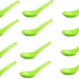 Microwave Safe green 12PC Plastic Soup Spoon Set-image-47