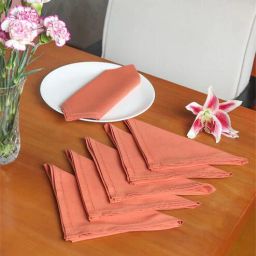 zeba Peach Cotton (16x 16 )Inch Table Napkins (Set of 6)-picture-31