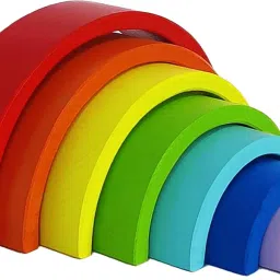 giraffe play store 7 PC Rainbow Stacker Wooden Stacking Toy Round Stacking image 2