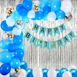 Happy Birthday Banner with Metallic Balloon, Shiny Fringe Foil Curtain Combo Set-image-16