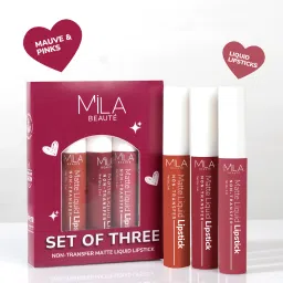 Long Lasting & Non-Transfer Matte Liquid Lipstick Combo Pack of 3 Mauves & Pinks-42