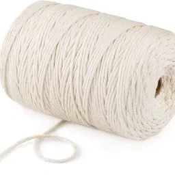 Pack of 1 Off White, Durable 3mm Cotton Macrame Rope Natural Beige Twisted Cord White-picture-20