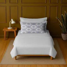 mayfair homes london White 100% Cotton Single Bedsheet with 1 Pillow Cover-picture-47