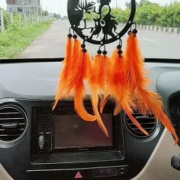 Dream Catcher for Car Lord Bajrang Bali Hand Made for Positive Vibes, Wall Decor and car Hanging Made with Acrylic Material with Natural Feather (Dimension 10×23) cm Decorative Showpiece - 23 cm-19