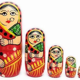 Wooden Nesting Doll,Red, Hand Painted Russian Matryoshka Stacking Dolls- Set of 5 Piece-8