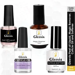 Nail Cuticle Care Combo with Peel-of-Liquid, Magic Remover, Cuticle Oil and Softener 15ml/each-18