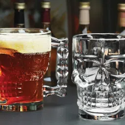 Human Skull/Skeleton Crystal Clear Lead-Free Beer Glass Beer Mug-17