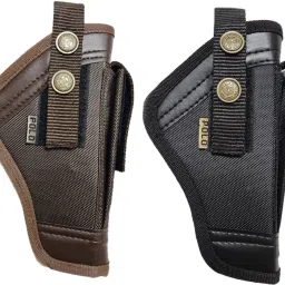 Nylon 9 mm Revolver Pistol Brown with Black Gun Cover Combo Racquet Carry Case Pistol/Gun Cover Free Size-image-62