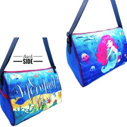 8 L Gym Duffel Bag - Exclusive Blue Mermaid Printed Gym Triangle Travel Duffle Bags - Blue-image-48
