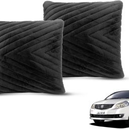 Black Velvet Car Pillow Cushion for Maruti Suzuki-image-8