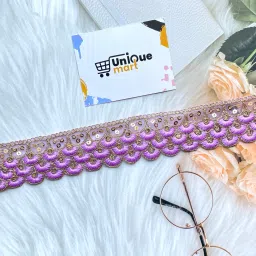 Purple Lace Border, Purple Colour Lace, Zari Work Lace, Border Lace For Saree, Cutwork Lace, Purple Lace Design, Purple Saree Lace (Purple/9Meter) Lace Reel-19