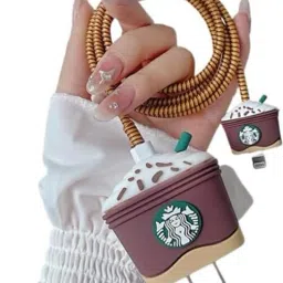 MobiLooks Charger Cover for iPhone 18W-20W Type C Charger 3D Cartoon StarBucks Case Cable Protector-image-70