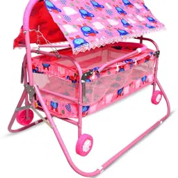Baby Cradle Cot Cum Stroller PINK Bassinet For Baby Boys & Baby Girls Bassinet-17