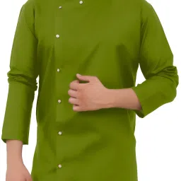 Men Solid Cotton Blend Asymmetric Kurta-image-96