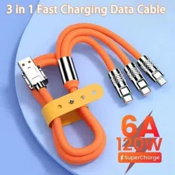 HexaGear 3-in-1 Cable 6 A 1 m METAL BRAIDED Premium Finish 120W USB Cable with Triple Output for Fast Charging Use-image-39
