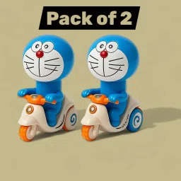 jollyplay Doraemon Push-&-Go Scooter Toy 2-Pack – Wind-Up, Battery-Free Fun Set image 2