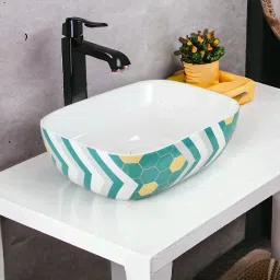 Premium Quality Attractive Ceramic Glossy Art Basin For Bathrooms & Living Room AR-06 [18 x 13 x 5]INCH Table Top Basin-image-56