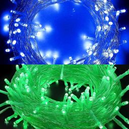 35 LEDs 14.99 m Blue, Green Steady, Flickering String Rice Lights-image-2