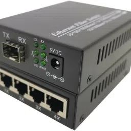 RAMEX 4 RJ45 Fiber Media Converter Gigabit 10/100/1000Mbps Base-Tx to Base-Fx 1 Ports 1000 Mbps Network Switch-1