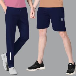 Pack of 2 Solid Men Dark Blue Regular Shorts-image-103