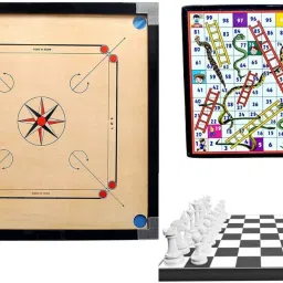 Combo of carrom board with Ludo and chess game indoor kids board games 52 cm Carrom Board-10