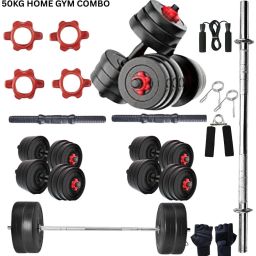 50 kg Full 50KG PVC Combo – Straight Rod, Dumbbell Bars & Kit Home Gym Combo-image-55