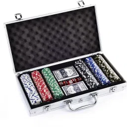 300 Pcs Poker Chips Hard Casino Style + 2 Playing Cards 5 Dices in Aluminum Box Diwali Special-picture-0
