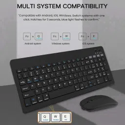 TECPHILE KB2858 - Multi-Device Wireless Keyboard and Mouse Combo Wireless, Bluetooth Handheld Multi-device Keyboard Compatible with Desktop, Laptop, Tablet, iPad, Mac image 3