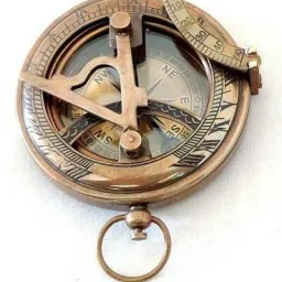 Antique Brass Push Button Sundial Compass Pocket Sundial Compass 2" Compass-29