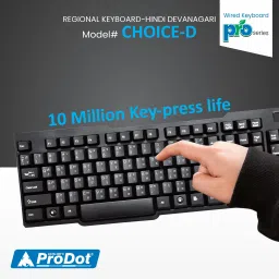 PRODOT Choice-Hind Devanagari with 104 Low Profile Keys Wired USB Standard Multi-device Keyboard Compatible with Desktop, Laptop, Mac stand support image 2