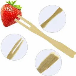 wooden fruit fork pack of 65-70pc Disposable Bamboo Fruit Fork Set-12