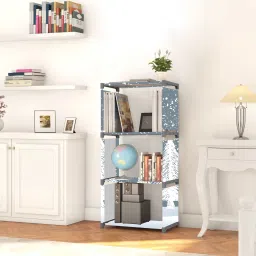 Multipurpose Collapsible Bookshelf 4 Racks Book Stand Almirah for Home & Kids Metal Open Book Shelf-image-83