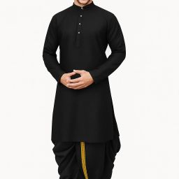 Men Cotton Blend Kurta Dhoti Set-image-110